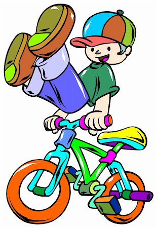 person on a bike drawing - a digitally illustrated cute and colorful bicycle rider Stock Photo - Budget Royalty-Free & Subscription, Code: 400-04362574