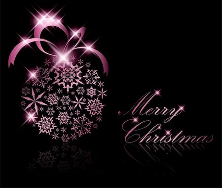 simsearch:400-07836814,k - Christmas ball made from purple snowflakes on a black background (vector Foto de stock - Super Valor sin royalties y Suscripción, Código: 400-04363055