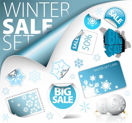 simsearch:400-04566378,k - Set of winter discount tickets, labels, stamps, stickers, corners, tags (vector) Photographie de stock - Aubaine LD & Abonnement, Code: 400-04363056