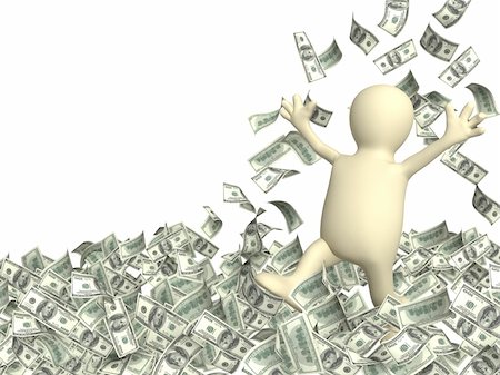 simsearch:400-04022989,k - Happy puppet and a money rain. Isolated over white Stockbilder - Microstock & Abonnement, Bildnummer: 400-04363066