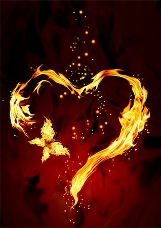 simsearch:400-05715474,k - Bright flame in the form of heart Stock Photo - Budget Royalty-Free & Subscription, Code: 400-04363080