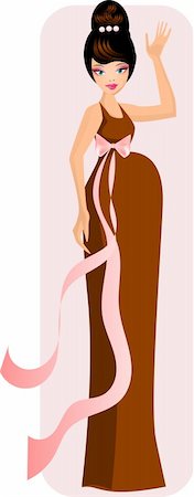 Illustration of a pregnant woman in long dress. Stock Photo - Budget Royalty-Free & Subscription, Code: 400-04363237