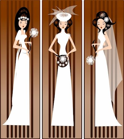 illustration of three brides in the wedding dress, Stock Photo - Budget Royalty-Free & Subscription, Code: 400-04363306