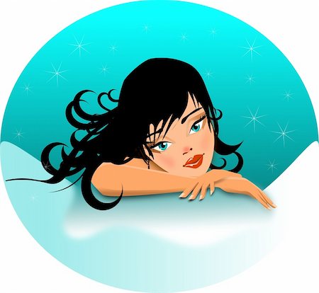 dreaming cloud girl - Illustration of beautiful woman. Stock Photo - Budget Royalty-Free & Subscription, Code: 400-04363339