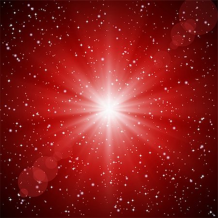 Abstract red background of luminous rays and stars. Stock Photo - Budget Royalty-Free & Subscription, Code: 400-04363375
