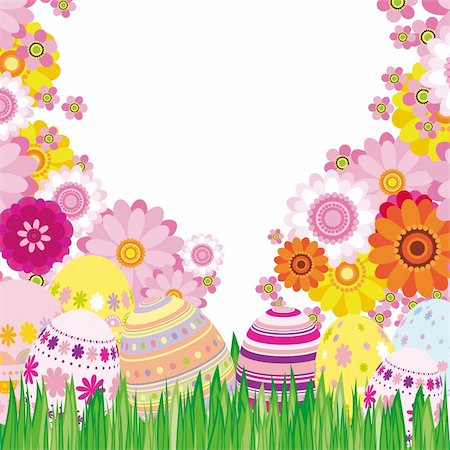 simsearch:400-05905450,k - Floral background with Easter eggs - an illustration for your design project. Stock Photo - Budget Royalty-Free & Subscription, Code: 400-04363371