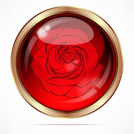 Bright button with a red rose flower. Stock Photo - Budget Royalty-Free & Subscription, Code: 400-04363424