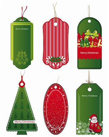 Bright Christmas tags. Vector. Stock Photo - Budget Royalty-Free & Subscription, Code: 400-04363422