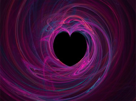 Black heart with multicolored swirls of pink, blue,  and purple Stock Photo - Budget Royalty-Free & Subscription, Code: 400-04363532