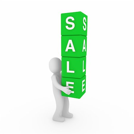 simsearch:400-04353279,k - 3d sale human green cube sell business discount Stock Photo - Budget Royalty-Free & Subscription, Code: 400-04363879