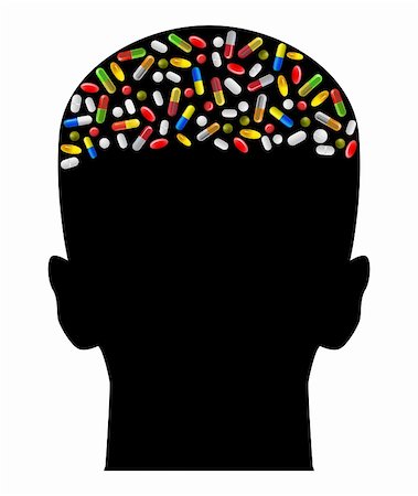 pills vector - vector illustration of human brain made of various pills Foto de stock - Super Valor sin royalties y Suscripción, Código: 400-04374147