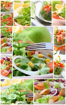 simsearch:400-04514565,k - collage with assorted green salad on bowl Foto de stock - Super Valor sin royalties y Suscripción, Código: 400-04374225