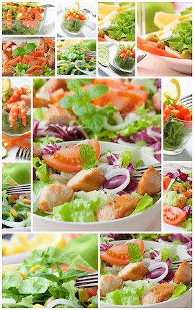 simsearch:400-04514565,k - collage with assorted green salad on bowl Foto de stock - Super Valor sin royalties y Suscripción, Código: 400-04374226