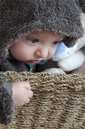 simsearch:400-05284316,k - Four month old baby boy wearing a fully bear suit Stockbilder - Microstock & Abonnement, Bildnummer: 400-04374245