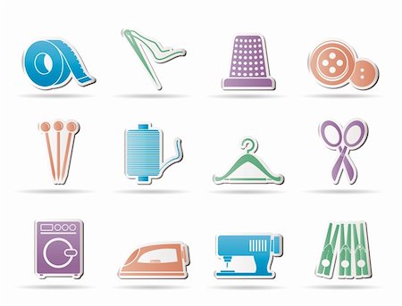 digital (planta) - Textile objects and industry   icons - vector icon set Foto de stock - Super Valor sin royalties y Suscripción, Código: 400-04374410