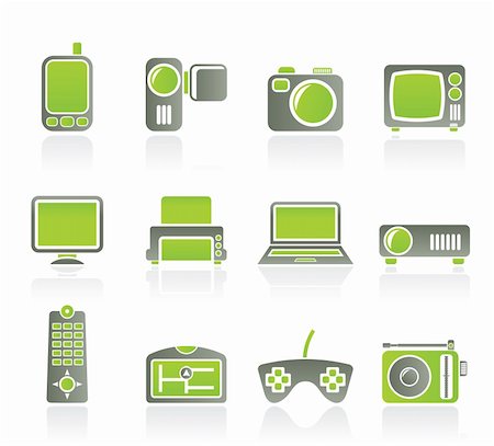 simsearch:400-04346908,k - Hi-tech technical equipment icons - vector icon set Stock Photo - Budget Royalty-Free & Subscription, Code: 400-04374411