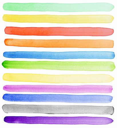 Watercolor hand painted brush strokes, banners. Isolated on white background. Made myself. Stock Photo - Budget Royalty-Free & Subscription, Code: 400-04374504