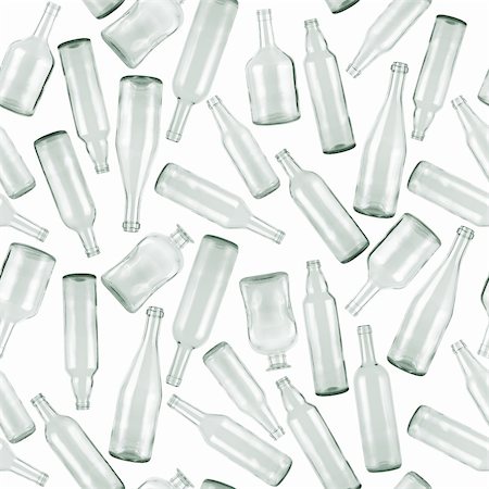 empty soft drink glass bottles - Seamless pattern. Empty bottles on white background. Stock Photo - Budget Royalty-Free & Subscription, Code: 400-04374559