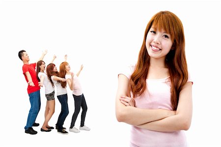 Asian girl and happy young group Stock Photo - Budget Royalty-Free & Subscription, Code: 400-04374667