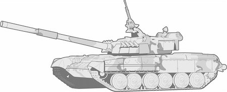 vector black and white illustration of a modern heavy tank Stock Photo - Budget Royalty-Free & Subscription, Code: 400-04374729