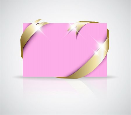Christmas or wedding card - Golden ribbon around blank pink paper, where you should write your text Stock Photo - Budget Royalty-Free & Subscription, Code: 400-04374733