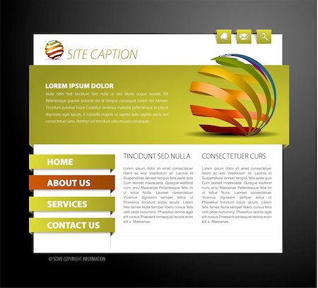 Modern web page template - with 3d navigation items Stock Photo - Budget Royalty-Free & Subscription, Code: 400-04374758