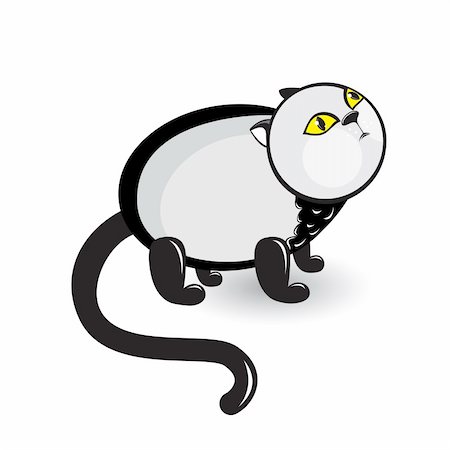 Cartoon gray cat with sad eyes. Illustration on white background Stock Photo - Budget Royalty-Free & Subscription, Code: 400-04374923