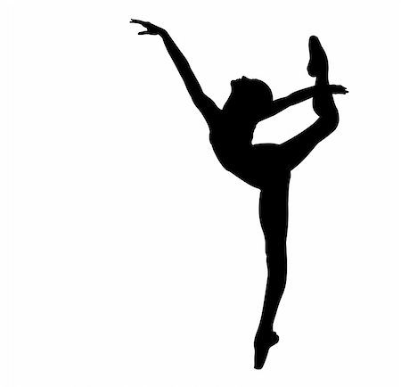 elements of dance action cartoon - Black silhouette of the dancing ballerina on a white background Stock Photo - Budget Royalty-Free & Subscription, Code: 400-04375115