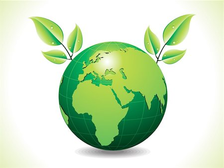 pathakdesigner (artist) - abstract green eco globe with leaf vector illustration Foto de stock - Super Valor sin royalties y Suscripción, Código: 400-04375132