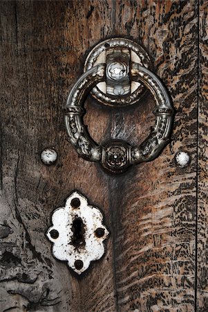 front door knob - old door and lock in spain castle Stock Photo - Budget Royalty-Free & Subscription, Code: 400-04375168