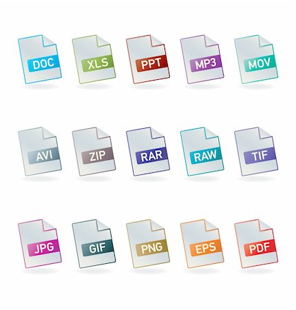 excel - Vector file formats icon set for website or presentation; Document Icon Set; Color Vector Icons Series; easy to edit Stock Photo - Budget Royalty-Free & Subscription, Code: 400-04375215