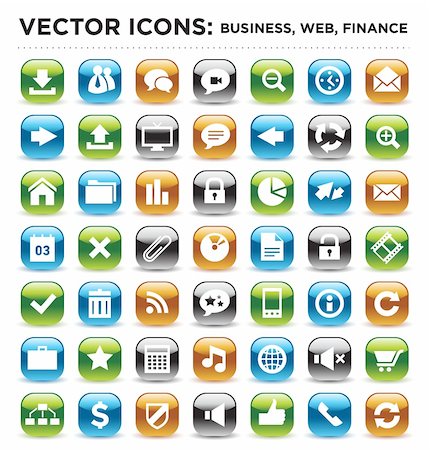 simsearch:400-04289956,k - Set of colorful shiny stylish  business internet finance icons, could use also as business web finance buttons;vector illustration, easy to edit Stock Photo - Budget Royalty-Free & Subscription, Code: 400-04375212