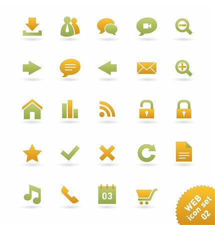 Set of orange and green stylish web/ business/ internet/ social media/ multimedia/  icons;vector illustration on a white background with the shadows, easy to edit Photographie de stock - Aubaine LD & Abonnement, Code: 400-04375225