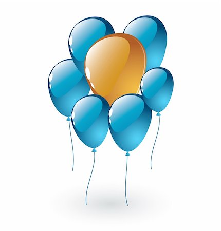 simsearch:400-04747520,k - Vector brightly celebrating blue and orange balloons that  are isolated on white. Realistic glossy balloons are good for your design project. Easy to edit. Stock Photo - Budget Royalty-Free & Subscription, Code: 400-04375316