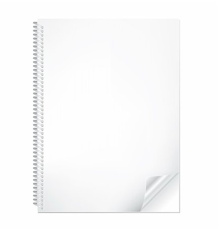 simsearch:400-04663106,k - Realistic spiral notebook / notepad with  shiny bended corner for your design. Vector illustration is very detailed ,easy to edit, and isolated on white background. Stock Photo - Budget Royalty-Free & Subscription, Code: 400-04375319