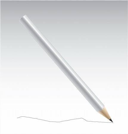 simsearch:693-03300516,k - Vector illustration of silver/metallic pencil in action. Realistic shiny pencil  isolated on white, editable. Photographie de stock - Aubaine LD & Abonnement, Code: 400-04375321