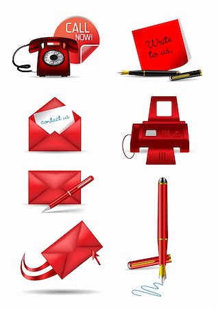 fax - Different communication icons in red color - vector illustration Fotografie stock - Microstock e Abbonamento, Codice: 400-04375357