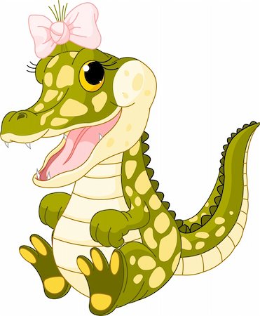 funny mischievous babies - Illustration of very cute baby girl crocodile Stock Photo - Budget Royalty-Free & Subscription, Code: 400-04375567