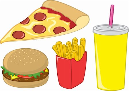 fast food cartoon - Common American fast food menu items. Stock Photo - Budget Royalty-Free & Subscription, Code: 400-04375825