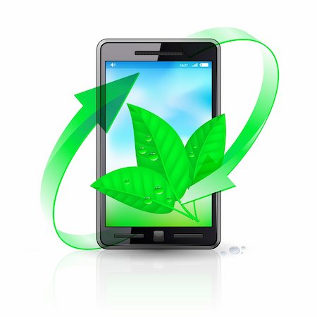 Mobile phone. Environmental energy. Illustration on white background Stock Photo - Budget Royalty-Free & Subscription, Code: 400-04375849