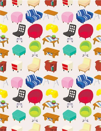 dressers table - cartoon Furniture seamless pattern Stock Photo - Budget Royalty-Free & Subscription, Code: 400-04375943