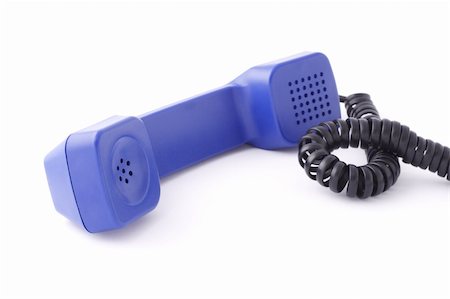 simsearch:400-07038627,k - Blue telephone hand set on white background Fotografie stock - Microstock e Abbonamento, Codice: 400-04376194