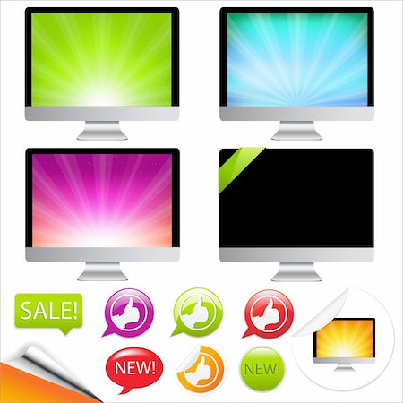 simsearch:400-06429921,k - Monitor Icons Set With Labels, Isolated On White Background, Vector Illustration Stockbilder - Microstock & Abonnement, Bildnummer: 400-04376373