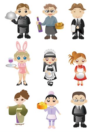 simsearch:400-07975463,k - cartoon waiter and waitress icon Stock Photo - Budget Royalty-Free & Subscription, Code: 400-04376421