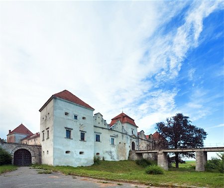 simsearch:400-05243959,k - Summer evening view of Svirzh Castle (Lviv Oblast, Ukraine. Built in XV-XVII th century.) Stock Photo - Budget Royalty-Free & Subscription, Code: 400-04376636