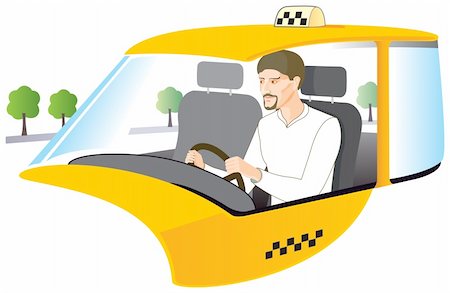 vector illustration of taxi driver Stock Photo - Budget Royalty-Free & Subscription, Code: 400-04376724