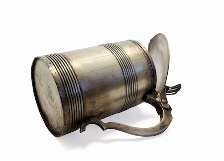 Old metal mug on white background Stock Photo - Budget Royalty-Free & Subscription, Code: 400-04376900