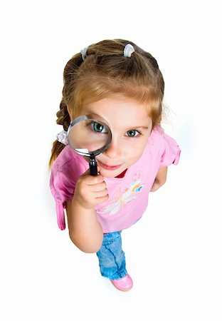 simsearch:400-04399399,k - Beautiful little girl looking through a magnifying glass Foto de stock - Super Valor sin royalties y Suscripción, Código: 400-04376993
