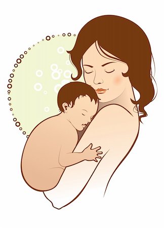Vector illustration of a Mother with a child Photographie de stock - Aubaine LD & Abonnement, Code: 400-04377024