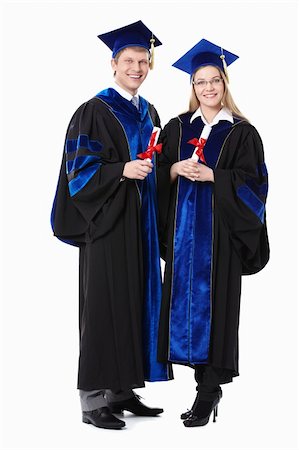 spokesman - Two students with diplomas on a white background Stock Photo - Budget Royalty-Free & Subscription, Code: 400-04377537